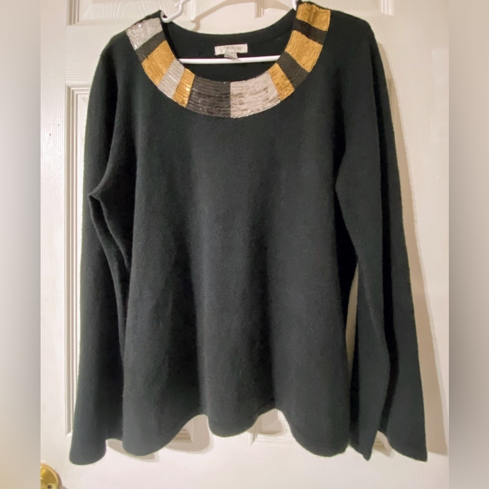 Mercer Street Women’s Sequin Sweater Black, Gold Silver Party Light Sz XL NWOT🎄
